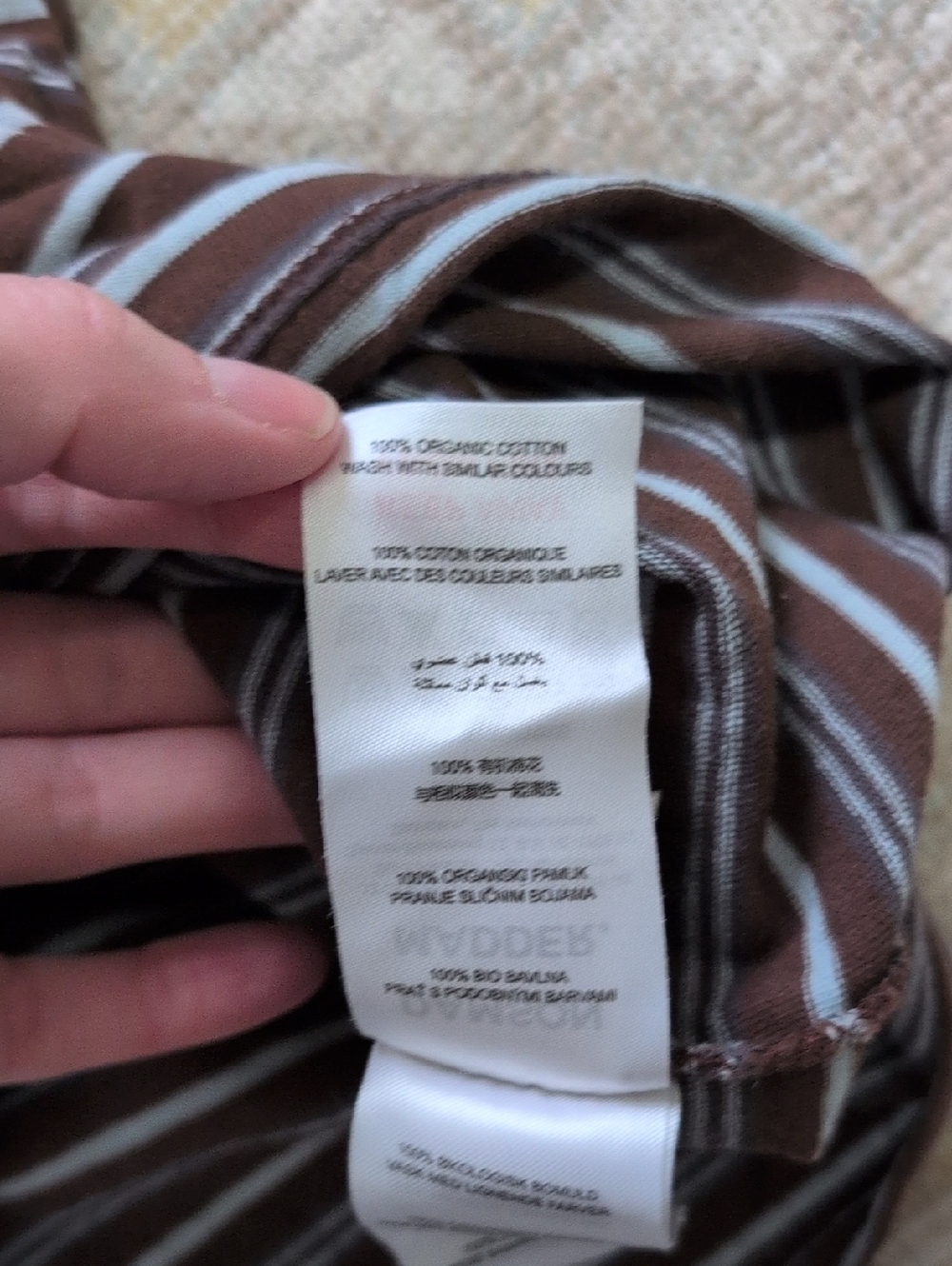 Damson Madder Ariel Relaxed Tee - brown/blue stripe - Picture 6 of 7